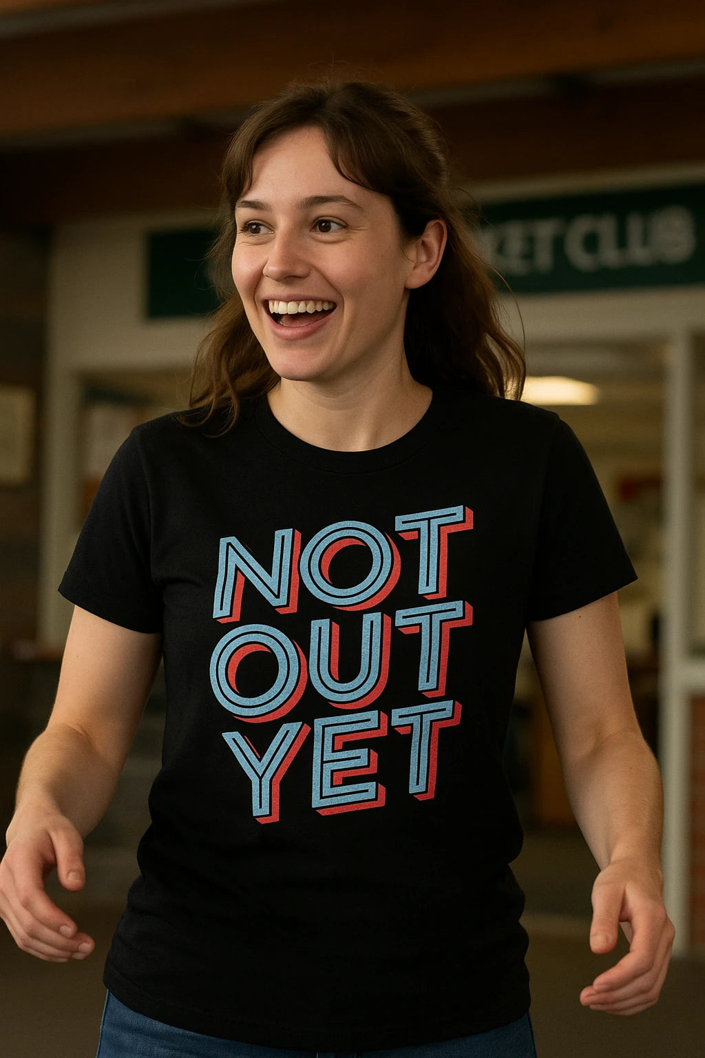 "Not Out Yet" black cricket shirts - also a unique gifts for cricket lovers