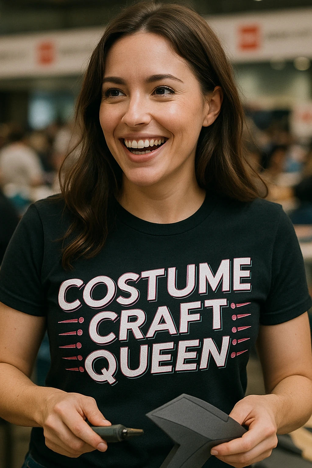 "Costume Craft Queen" black cosplayers t shirt, photographed as cosplayers lover gift