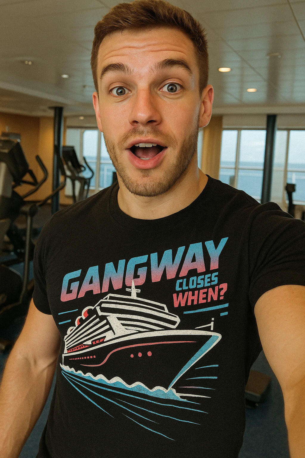 "Gangway Closes When?" cruise ship t shirt - product photo 7