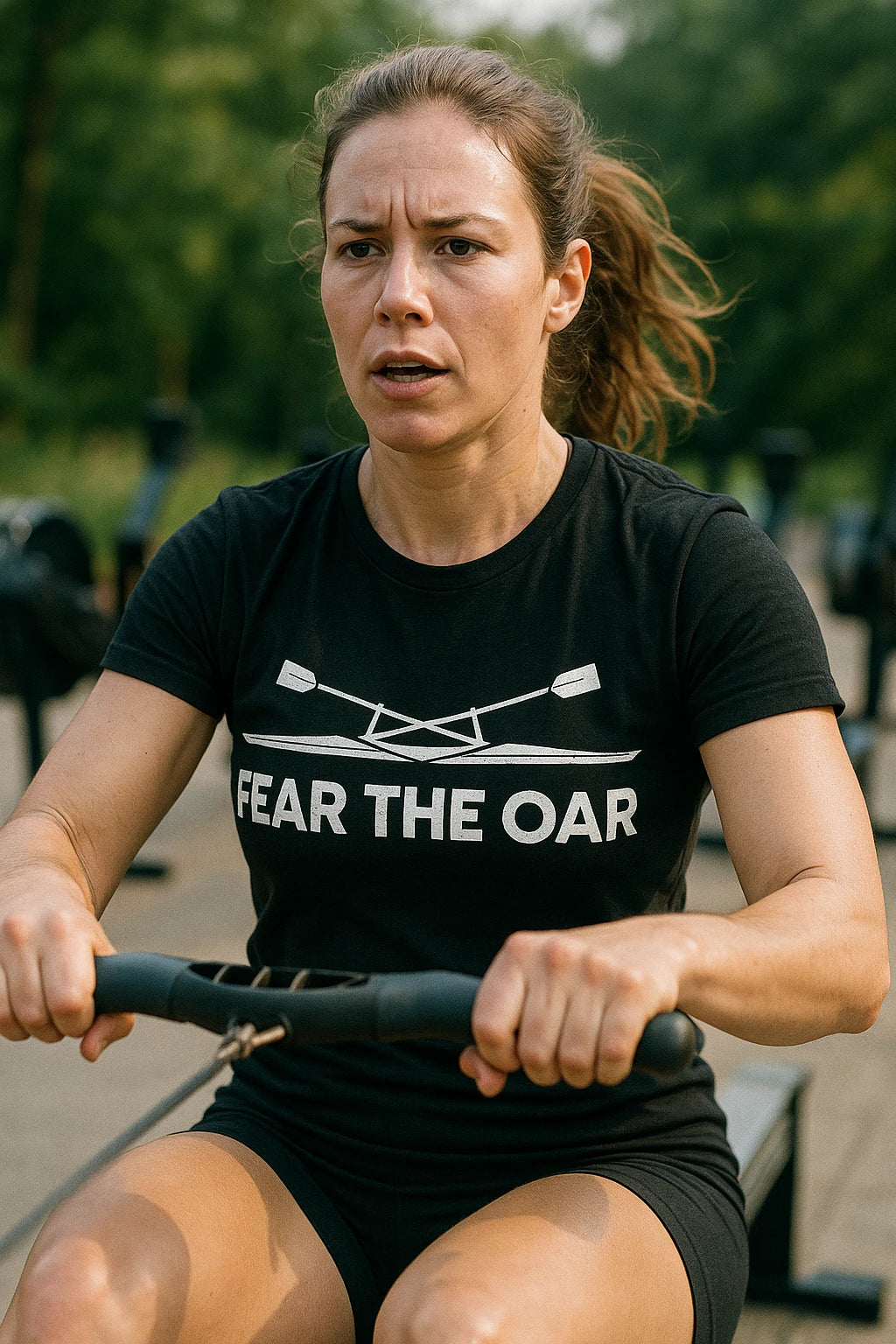 "Fear the Oar" black t shirt rowing - a birthday gift for rowing lover