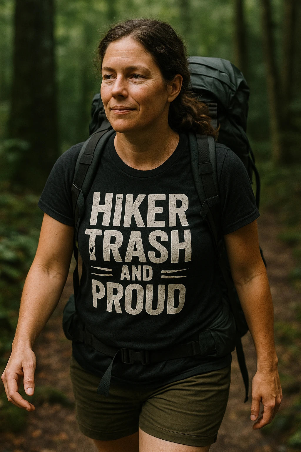 "Hiker Trash and Proud" black best backpacking shirts - a birthday gift for backpacking lover