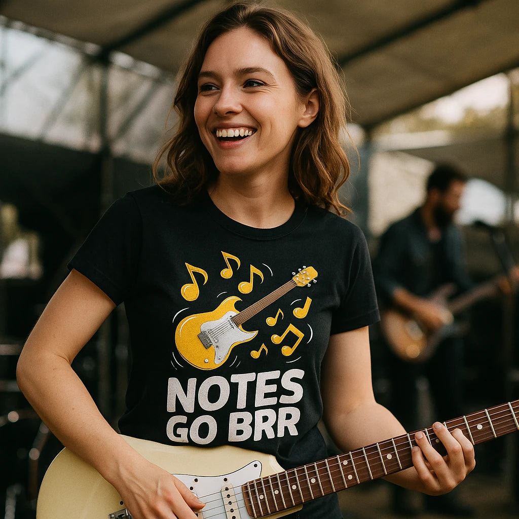 "Notes Go Brr" black musician graphic tees - a birthday gift for musician lover