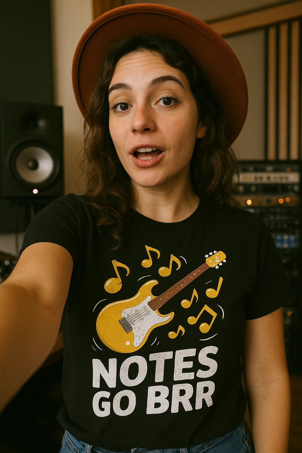 "Notes Go Brr" black musician graphic tees - also a secret santa gift for musician