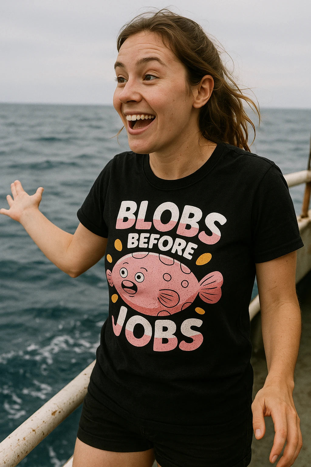 "Blobs Before Jobs" black blobfish t shirt - a birthday gift for blobfish lover