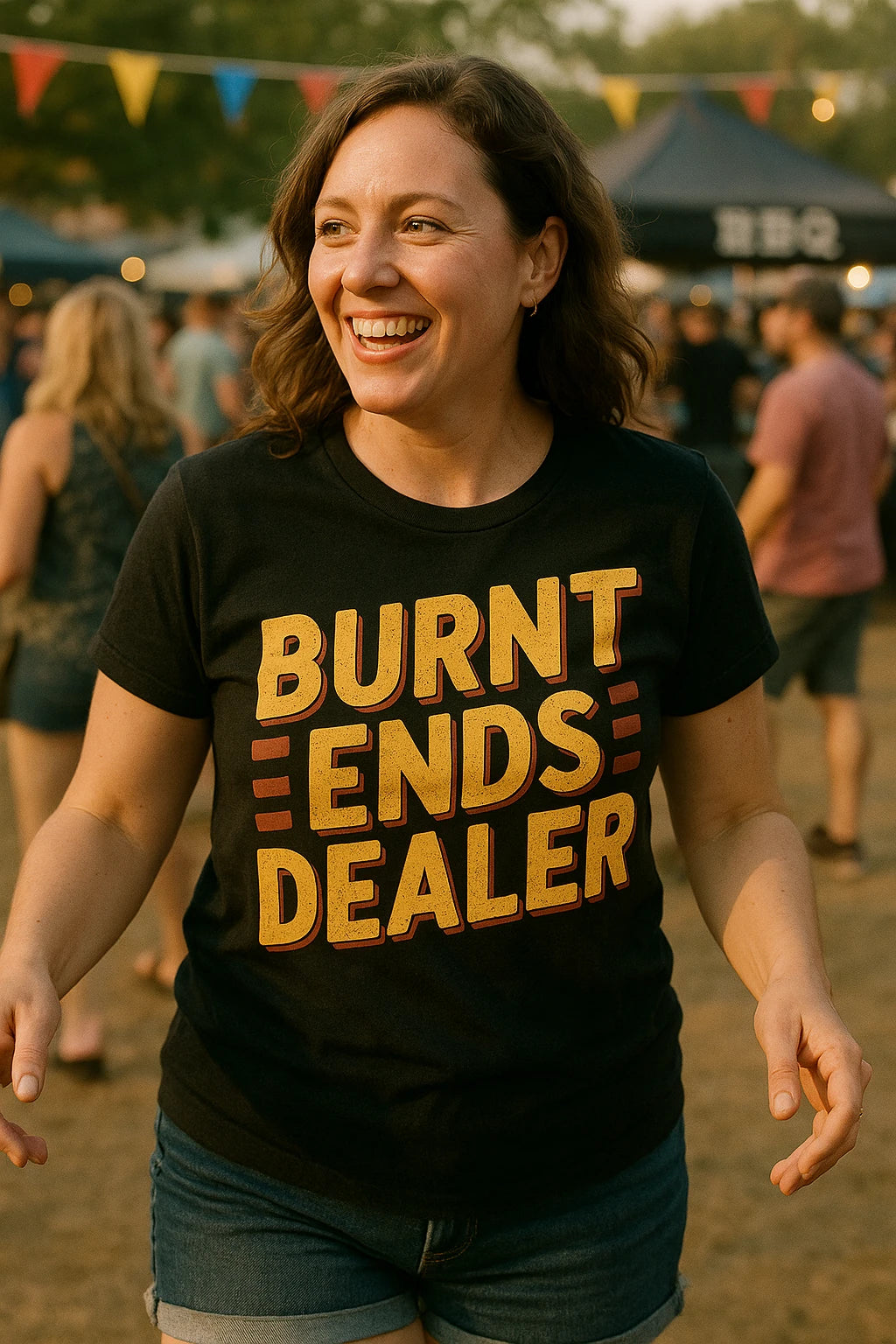 "Burnt Ends Dealer" black bbq t shirt - also one of the presents for bbq lovers