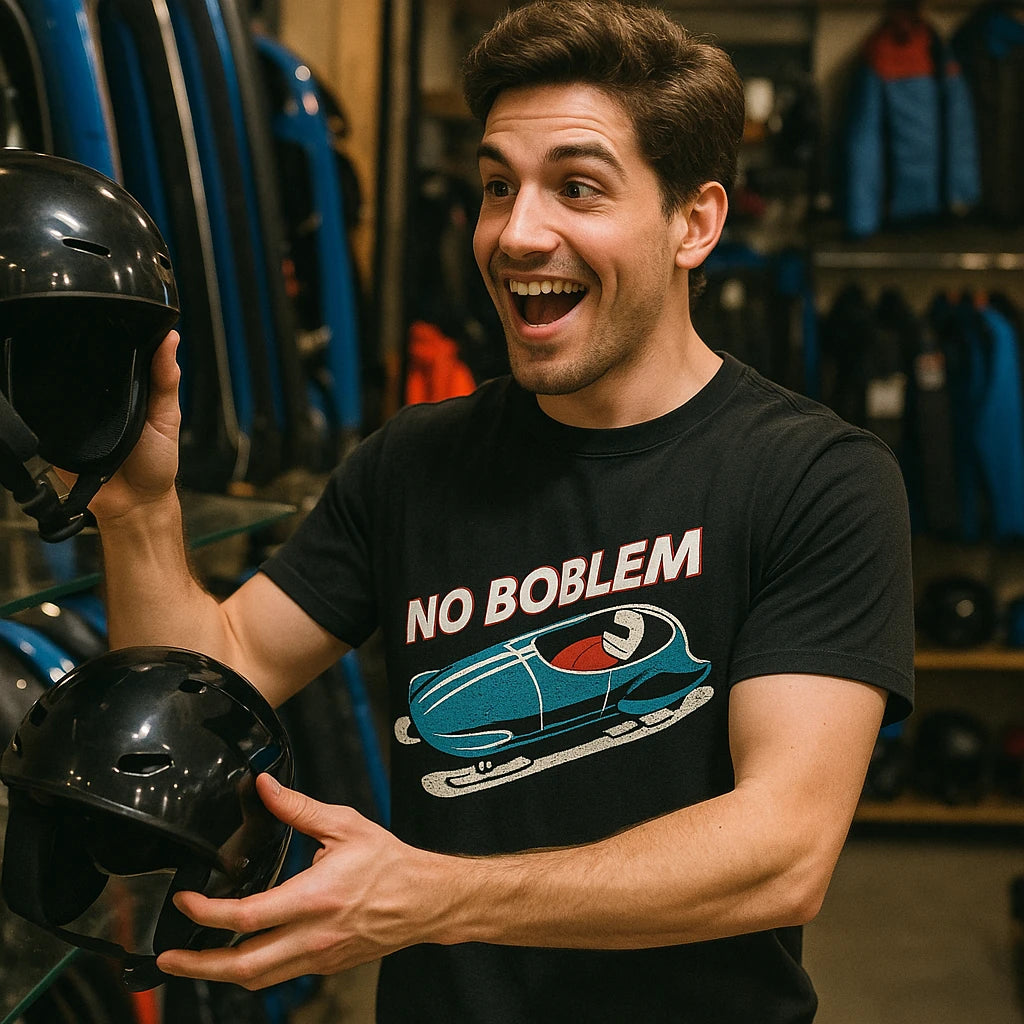 "No Boblem" bobsledding t shirt - product photo 8