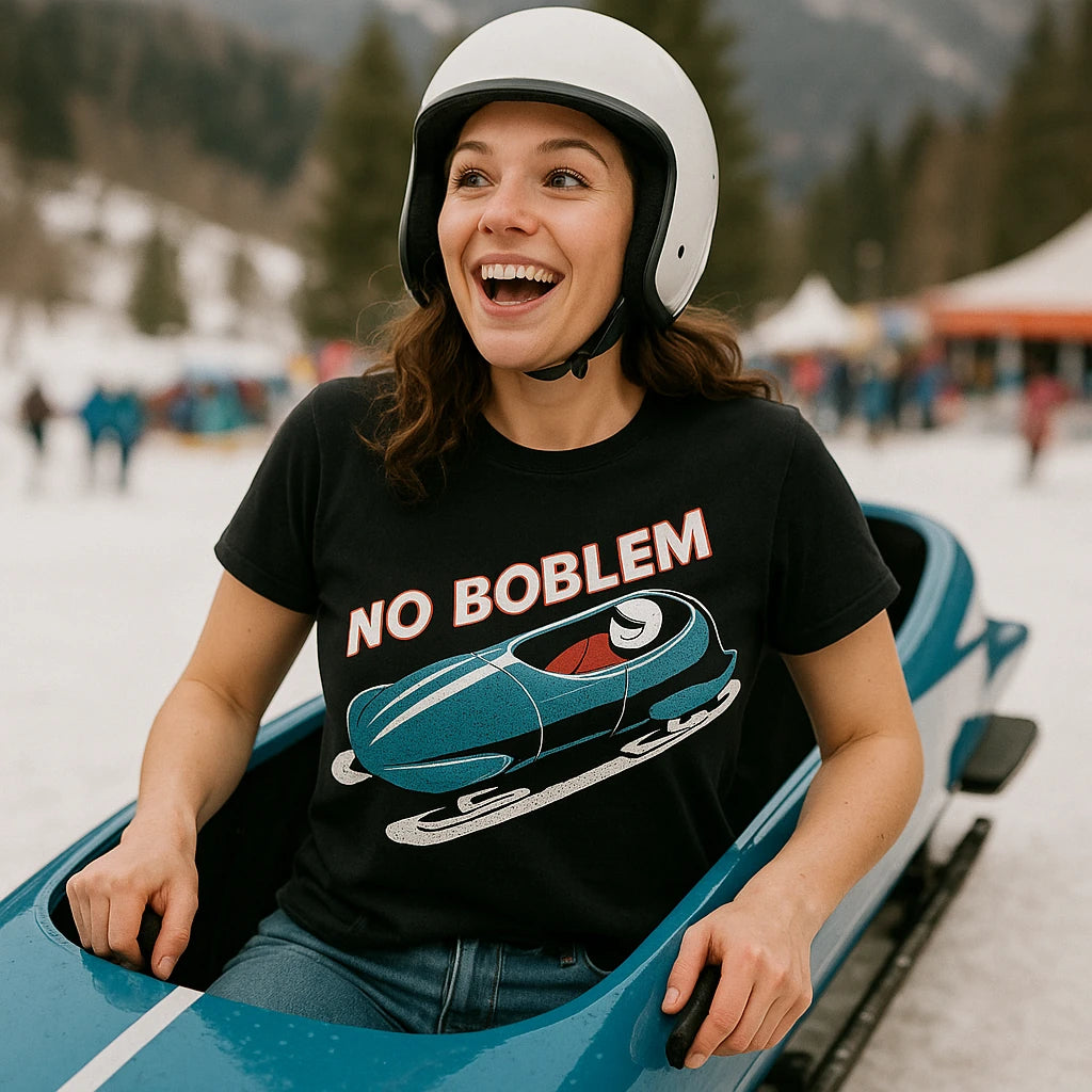 "No Boblem" bobsledding t shirt - product photo 9