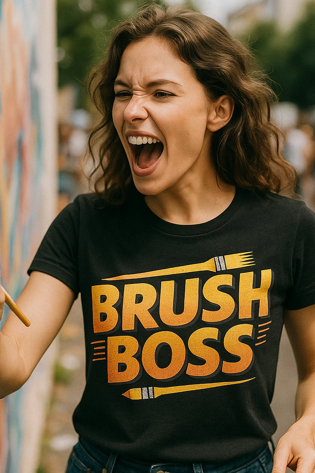 "Brush Boss" black painting t shirt - also one of the best paint for shirt printing
