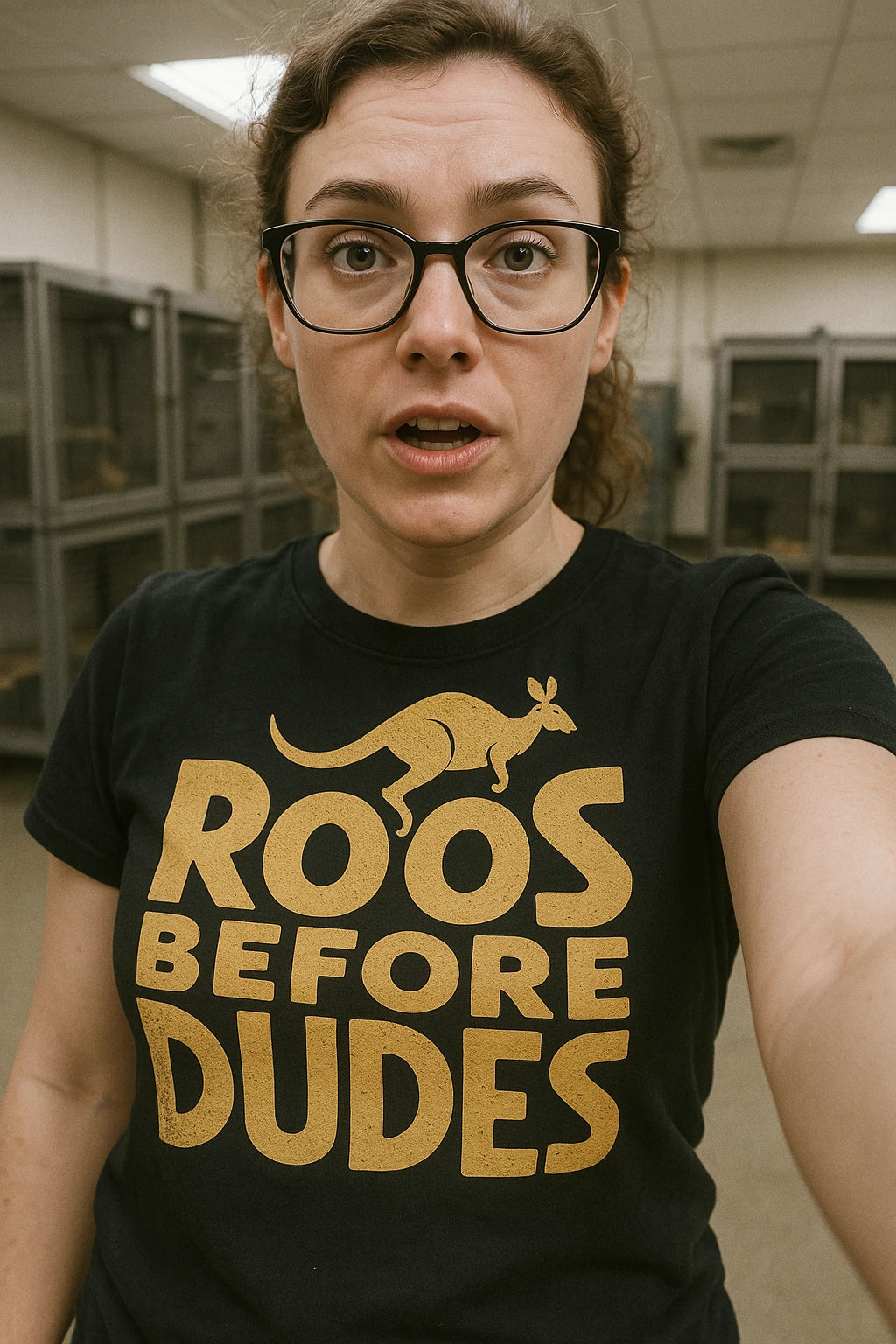 "Roos Before Dudes" black kangaroo pocket t shirt - a birthday gift for kangaroo lover