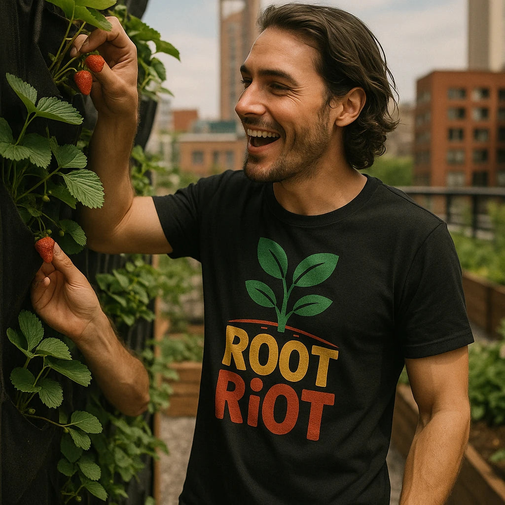 "Root Riot" black gardening tee shirts - a christmas gift for gardening lover