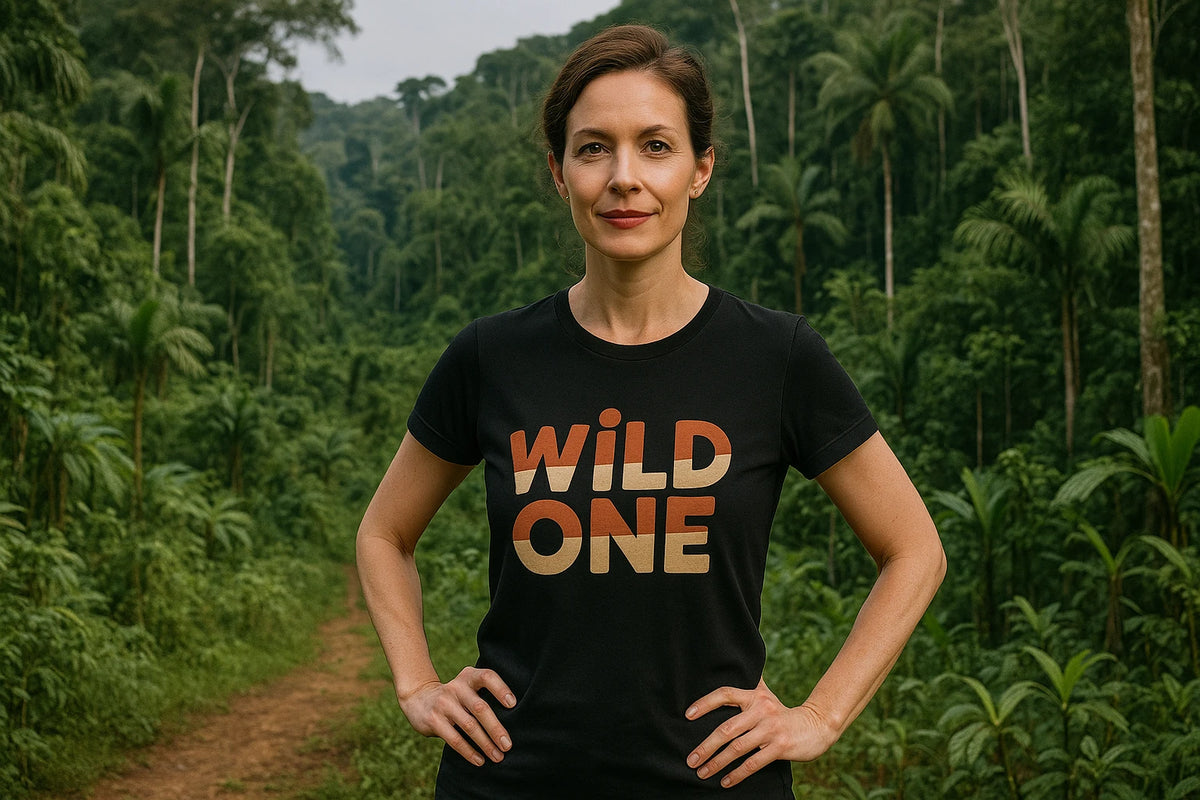 Lifestyle shot of the "Wild One" black jaguar shirts in a real-world setting