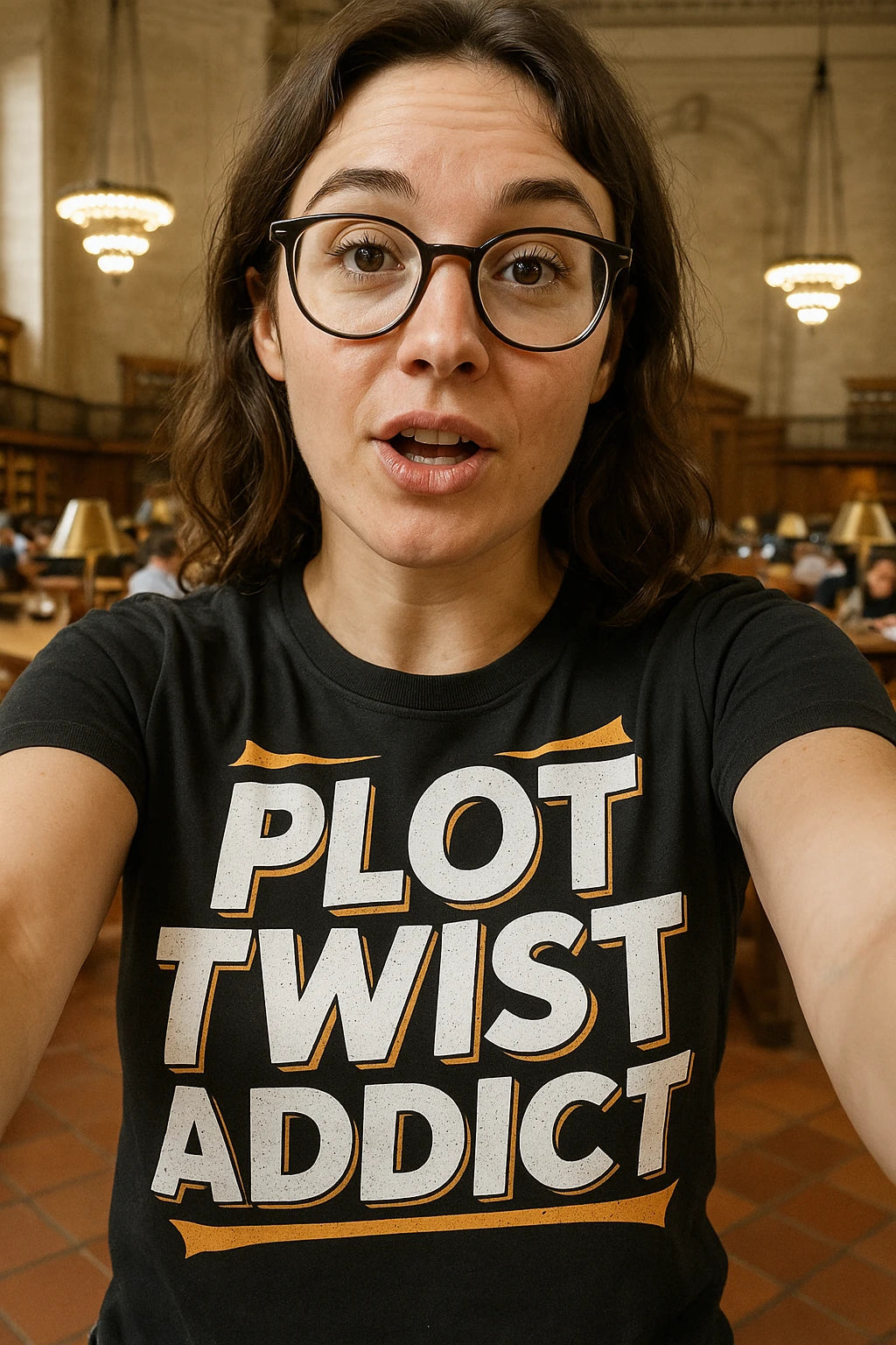 "Plot Twist Addict" black book t shirt - also a bookish gift ideas