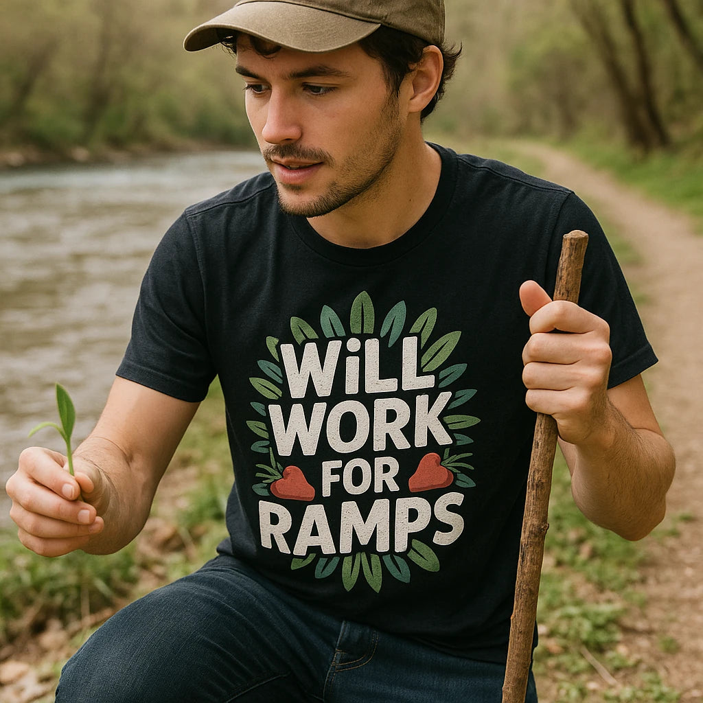 "Will Work for Ramps" foraging shirts - product photo 8