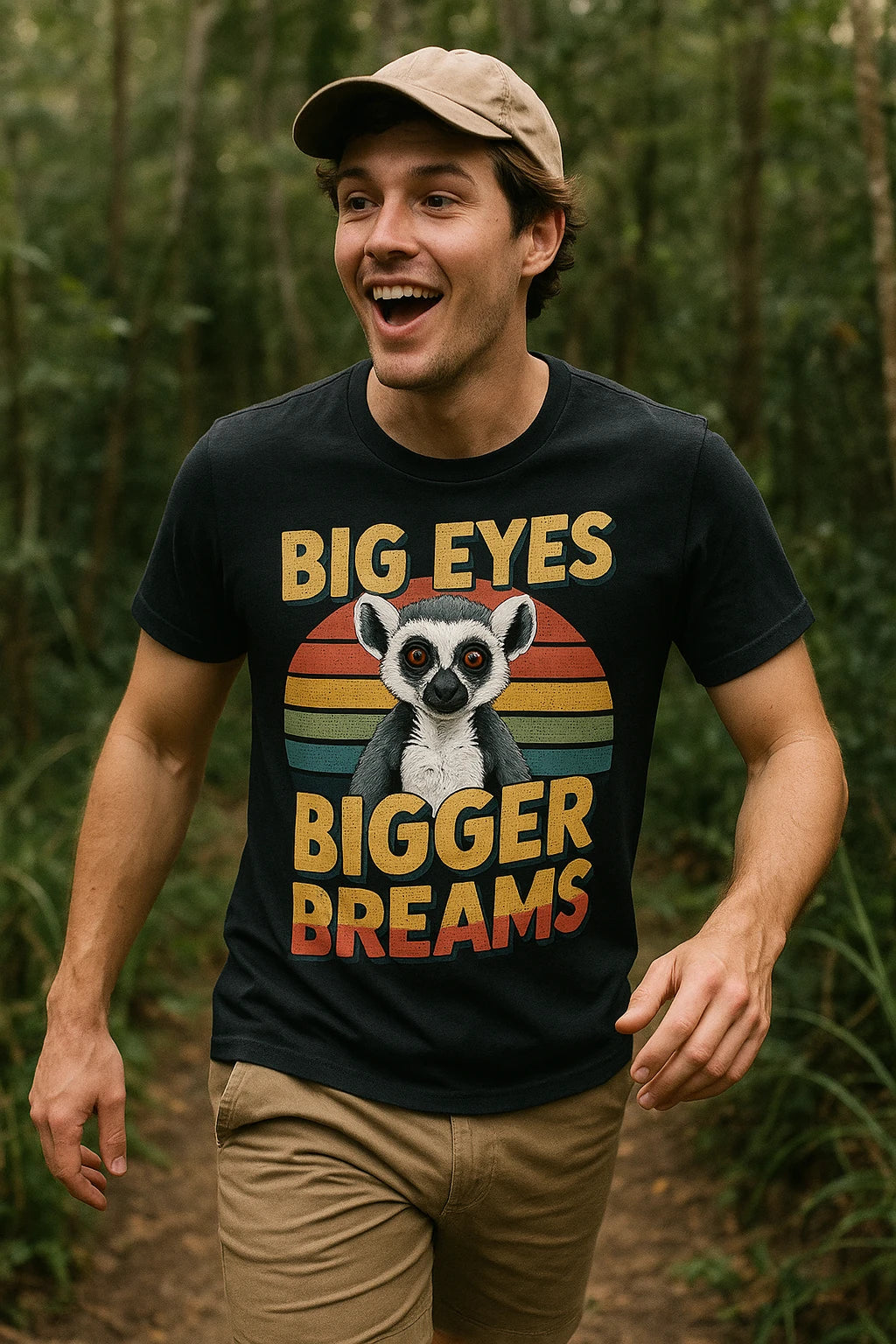 "Big Eyes Bigger Dreams" black lemur t shirt - a birthday gift for lemur lover