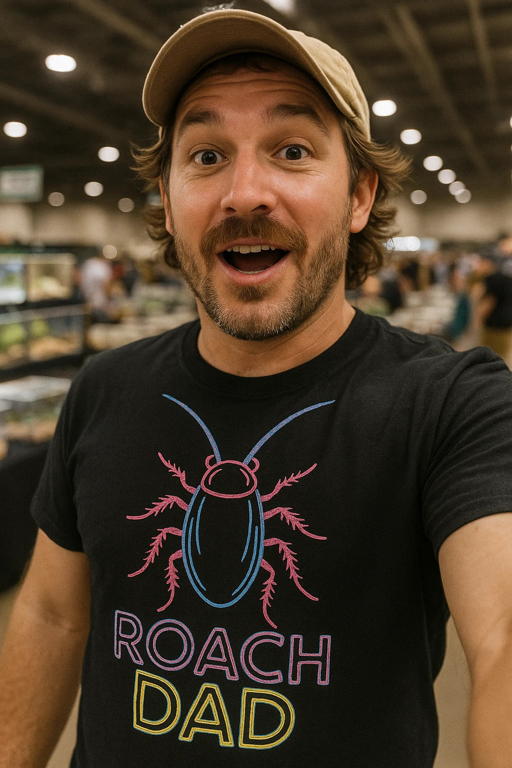 "Roach Dad" black cockroaches t shirt, photographed as cockroaches lover gift