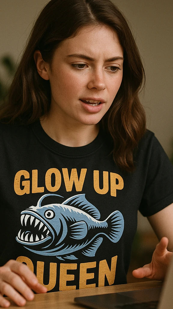 "Glow Up Queen" anglerfish shirts - product photo 9