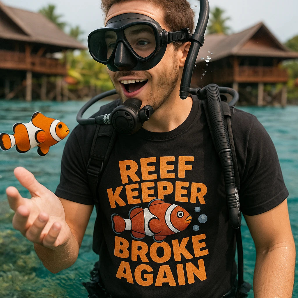 "Reef Keeper Broke Again" clownfish shirts - product photo 8