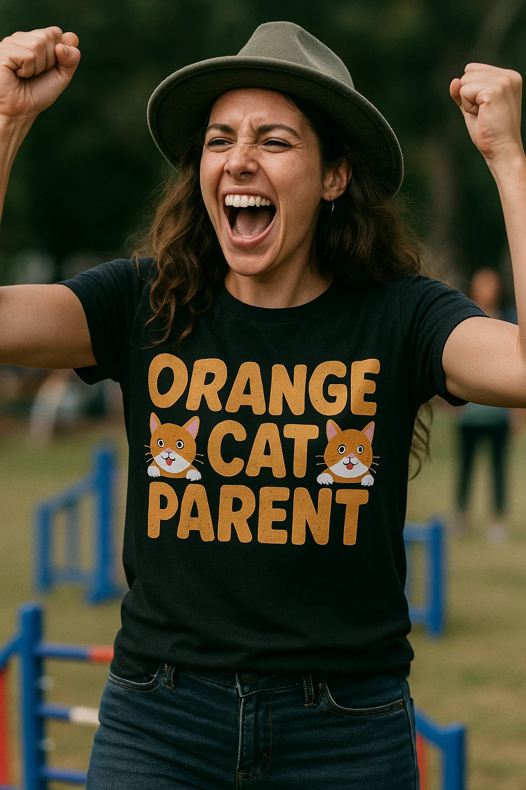 "Orange Cat Parent" black cat lovers t shirt - also a clothes for cat lovers