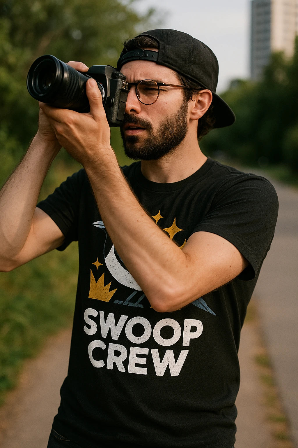 "Swoop Crew" black magpie t shirt - a birthday gift for magpie lover