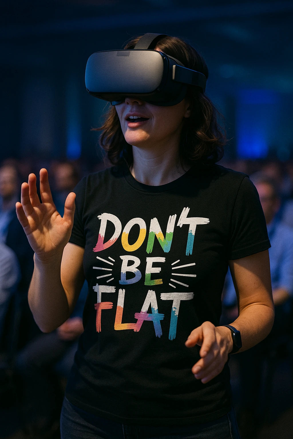 "Dont Be Flat" black virtual reality t shirt - a birthday gift for virtual reality lover