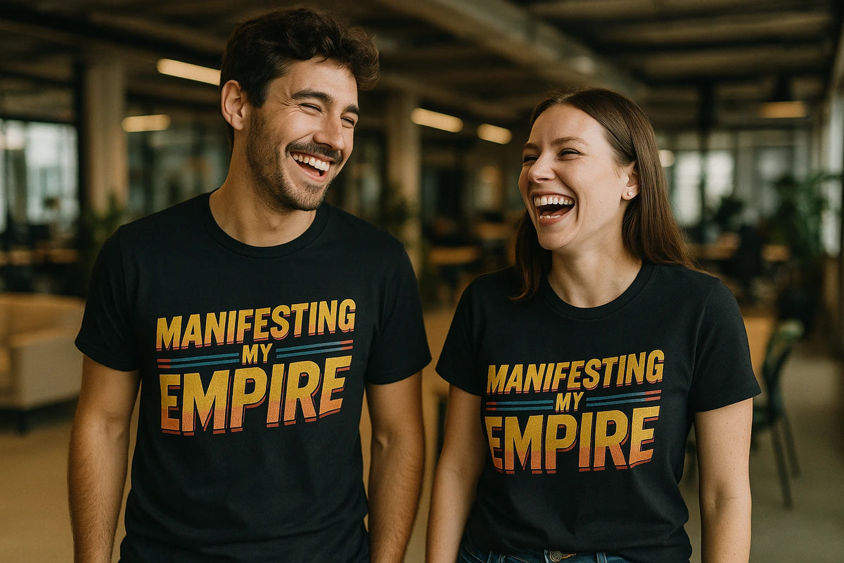 Person wearing the black entrepreneurs shirts graphic tee - "Manifesting My Empire" design