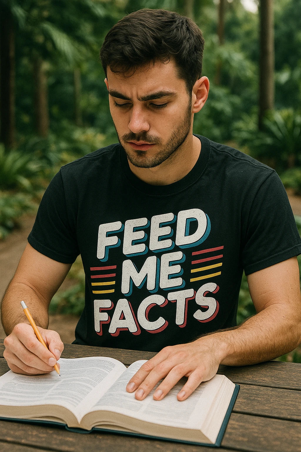 "Feed Me Facts" black studying t shirt - a birthday gift for studying lover