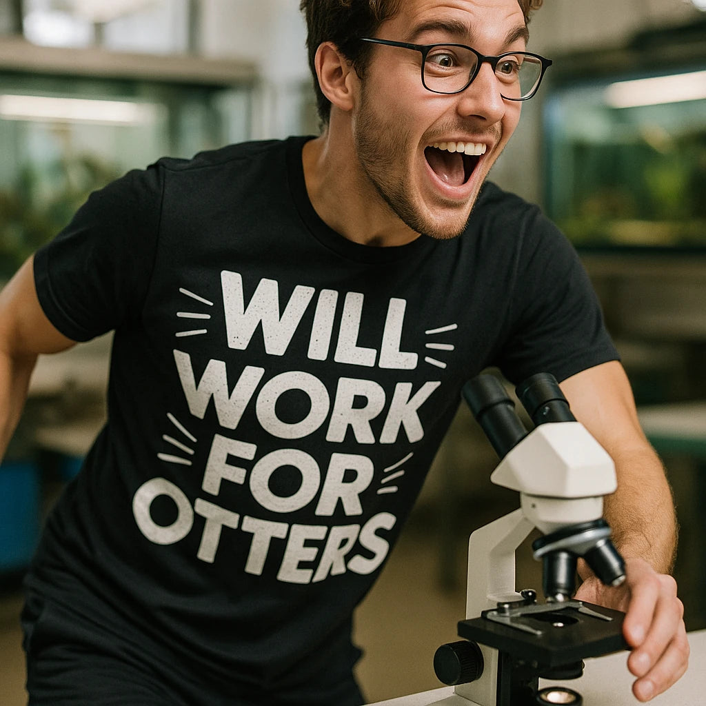 "Will Work for Otters" zoology t shirt - product photo 8
