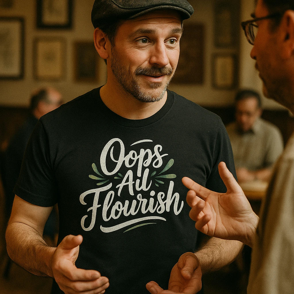 "Oops All Flourish" calligraphy t shirt - product photo 8
