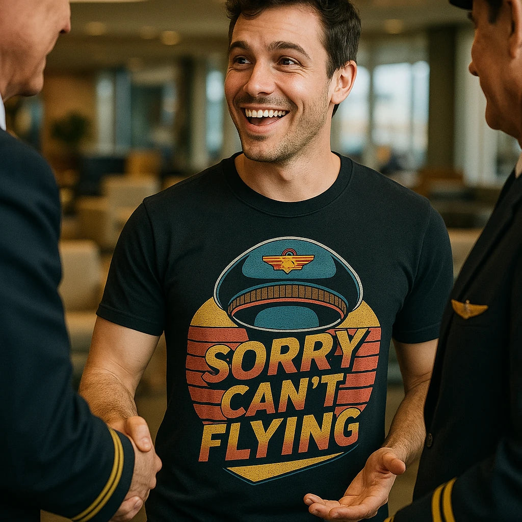 "Sorry Can'T Flying" black pilot shirts - also one of the gifts for a pilot dad