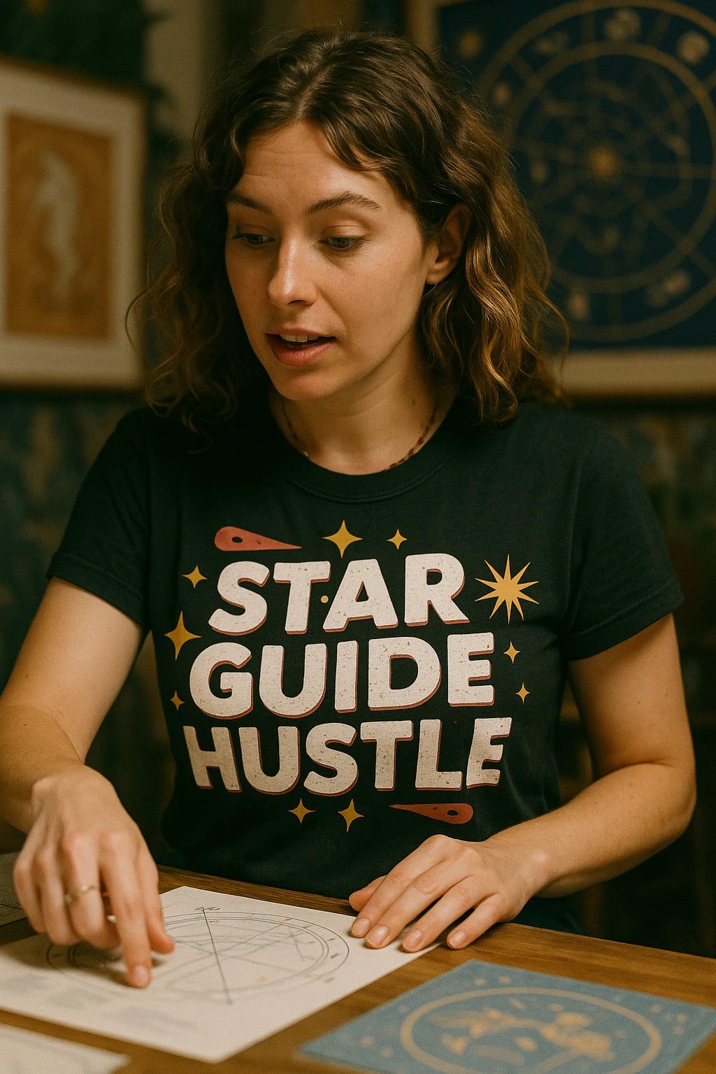 "Star Guide Hustle" black astrology tee - also one of the best gifts for astrology lovers