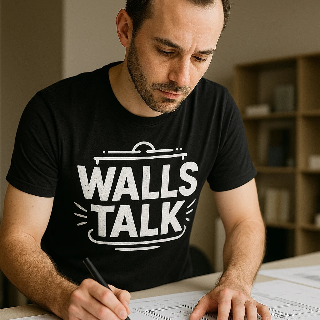 "Walls Talk" black interior designer t shirt - also a thank you gift for interior designer