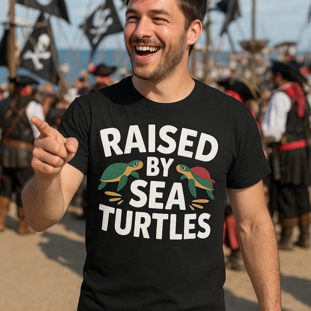 "Raised By Sea Turtles" pirate shirts for ladies - product photo 8