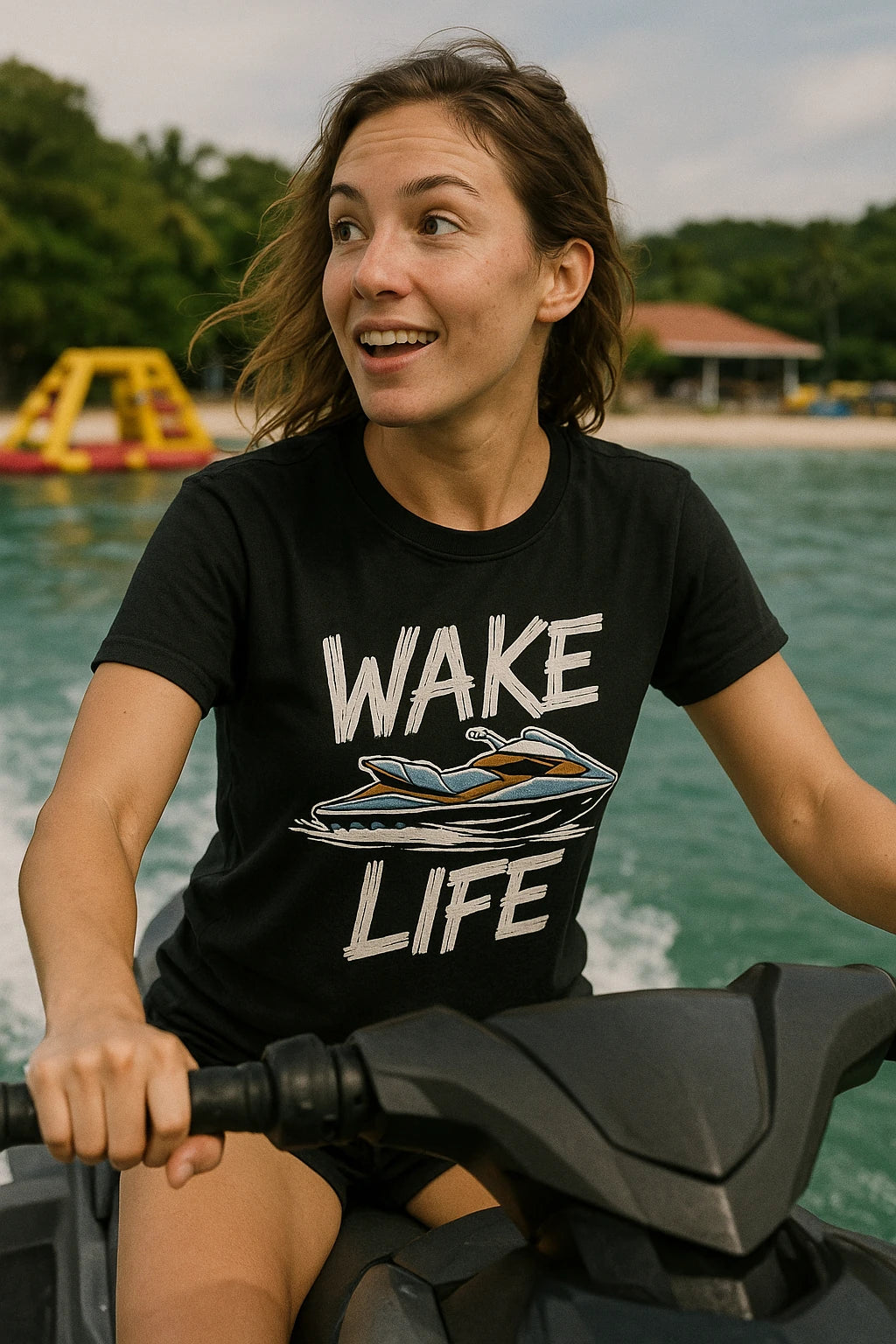 "Wake Life" black skiing t shirt - a birthday gift for jet skiing lover