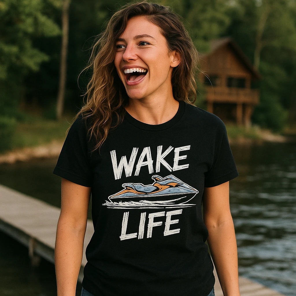 "Wake Life" skiing t shirt - product photo 9