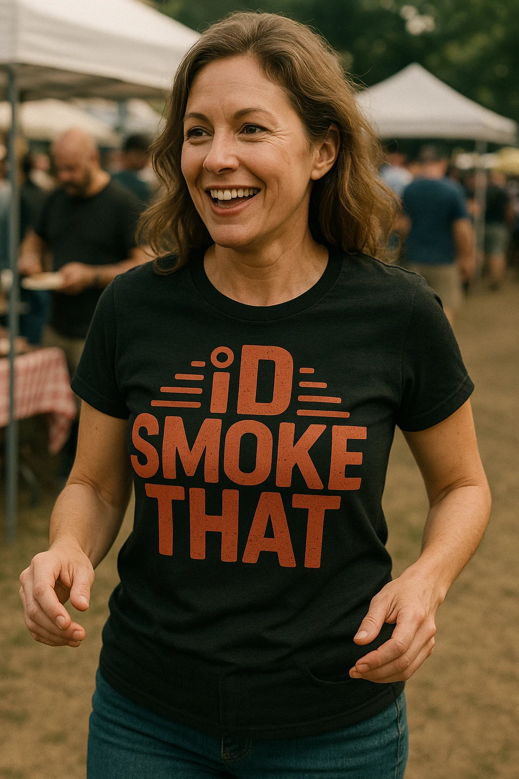 "Id Smoke That" black steak t shirt, photographed as gifts for a steak lover