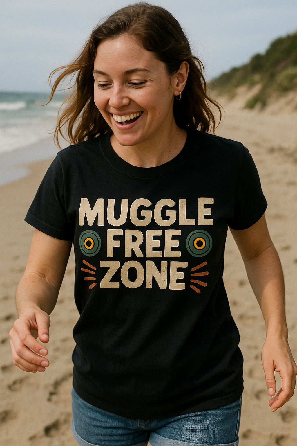 "Muggle Free Zone" black geocaching t shirt - also a geocaching present ideas