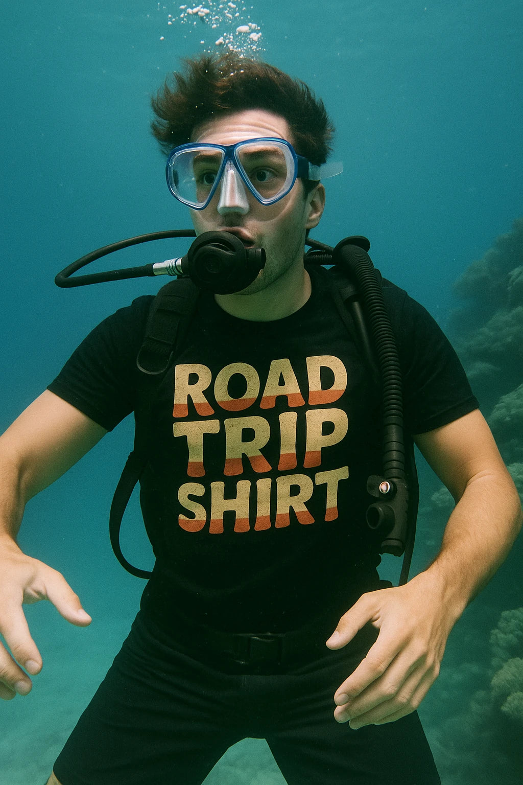 "Road Trip Shirt" black adventure travel t shirt - a birthday gift for adventure travel lover