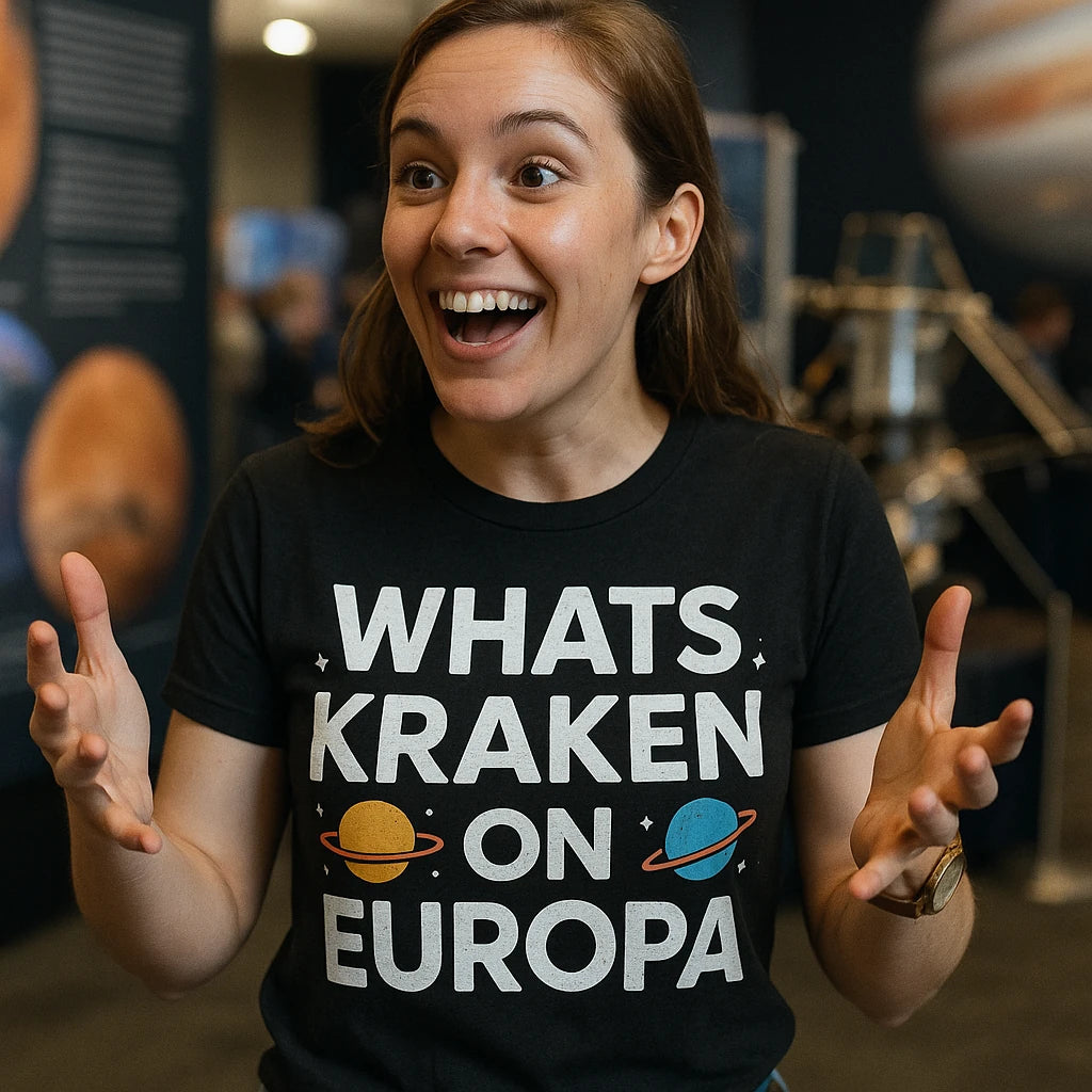 "Whats Kraken on Europa" space science t shirt - product photo 8