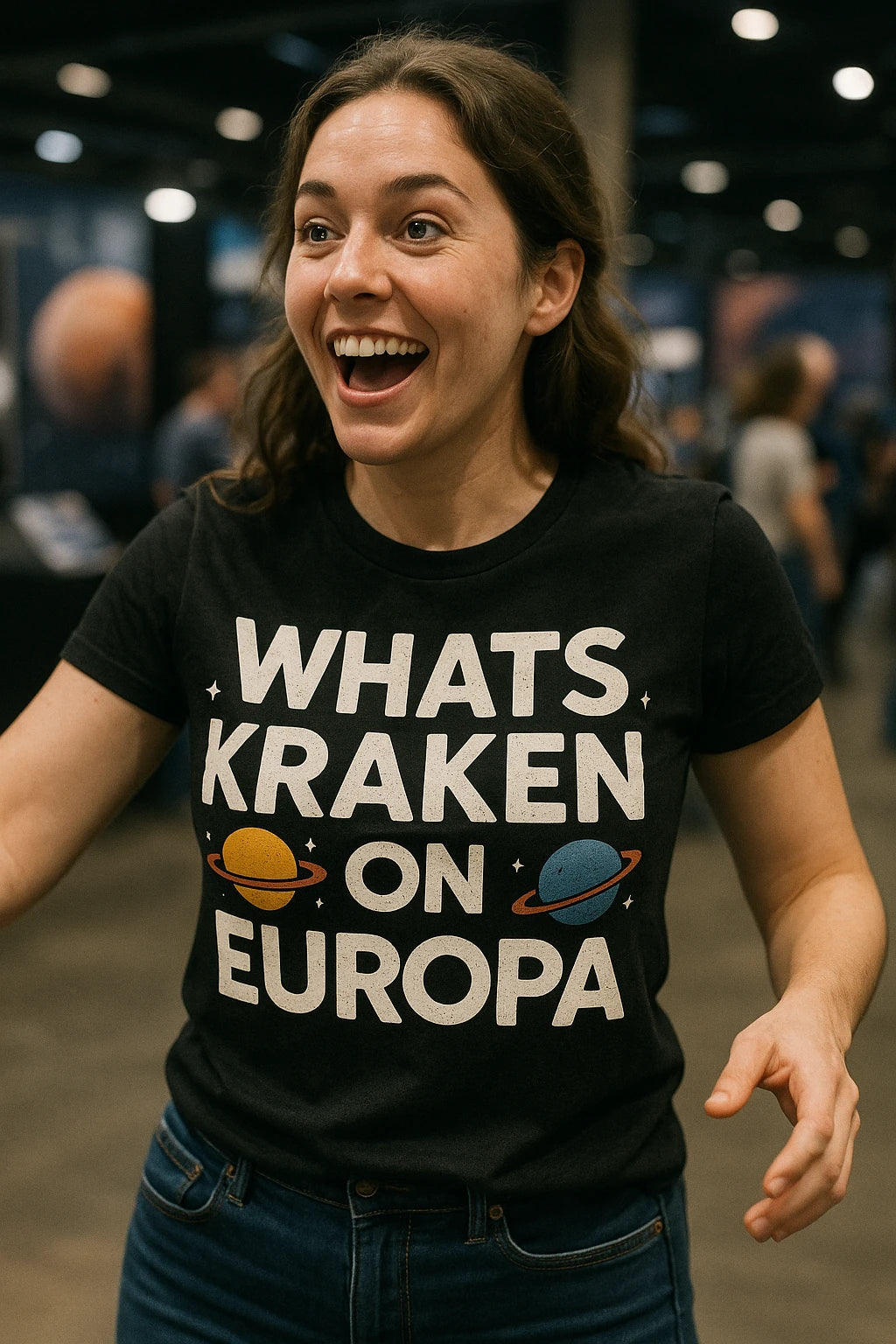 "Whats Kraken on Europa" black space science t shirt - a birthday gift for space science lover