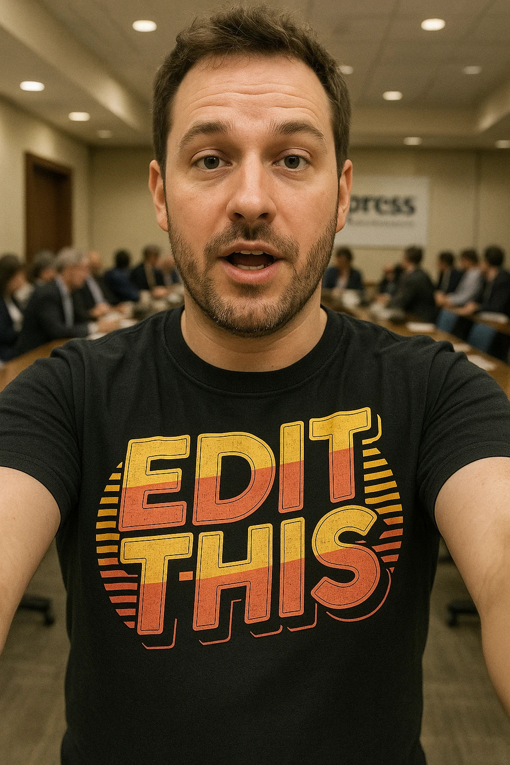 "Edit This" black journalist t shirt, photographed as journalist lover gift