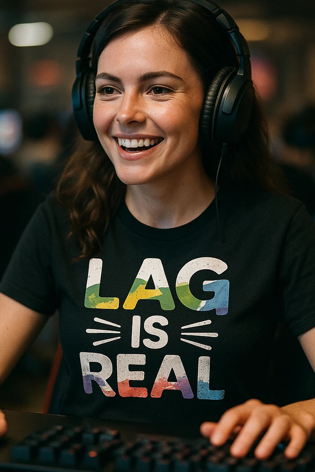 "Lag Is Real" black video game shirts, photographed as gifts for the video game lover