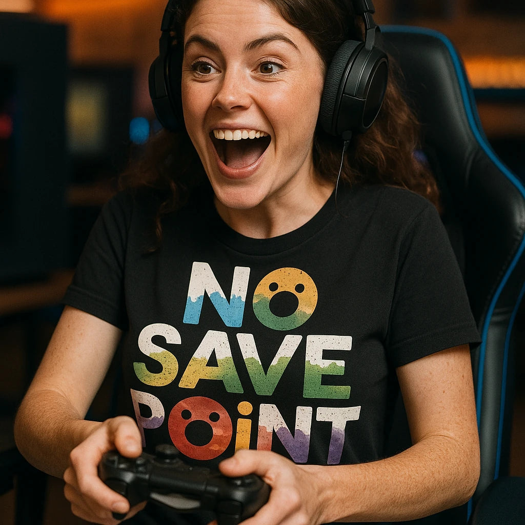 "No Save Point" video game t shirt - product photo 8
