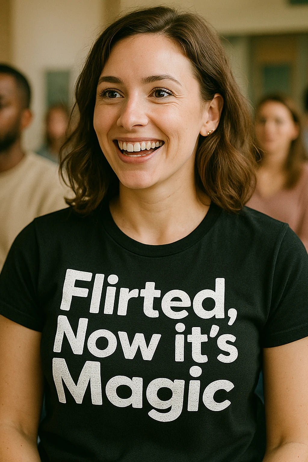 "Flirted, Now It’S Magic" black relationships shirts, photographed as relationships lover gift