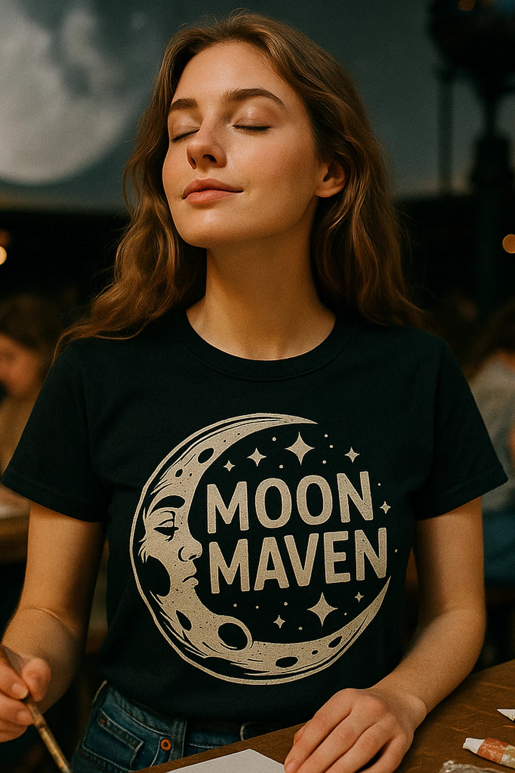 "Moon Maven" black man on the moon t shirt - a birthday gift for the moon lover