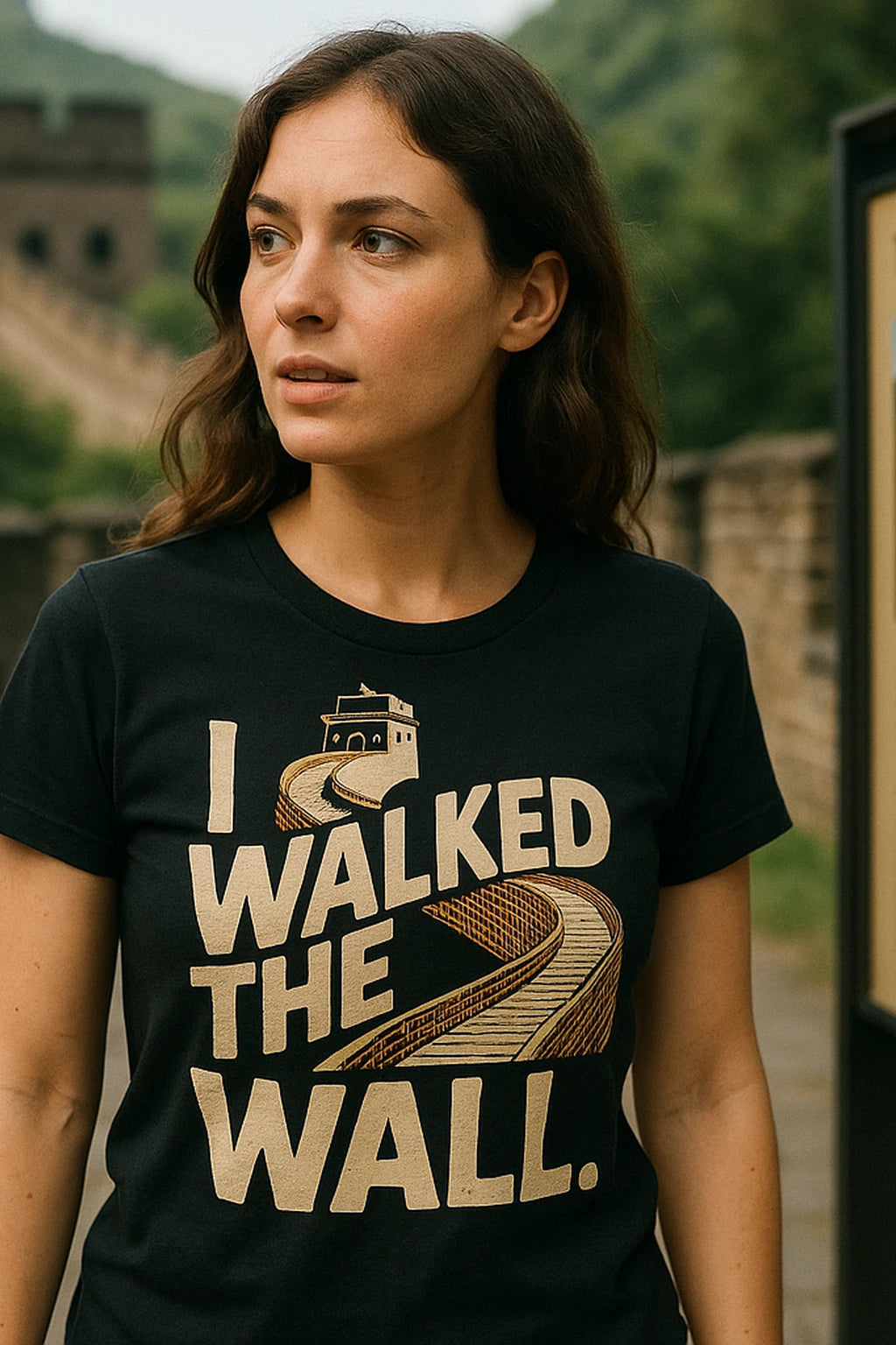 "I Walked the Wall." black the great wall of china shirts, photographed as the great wall of china lover gift