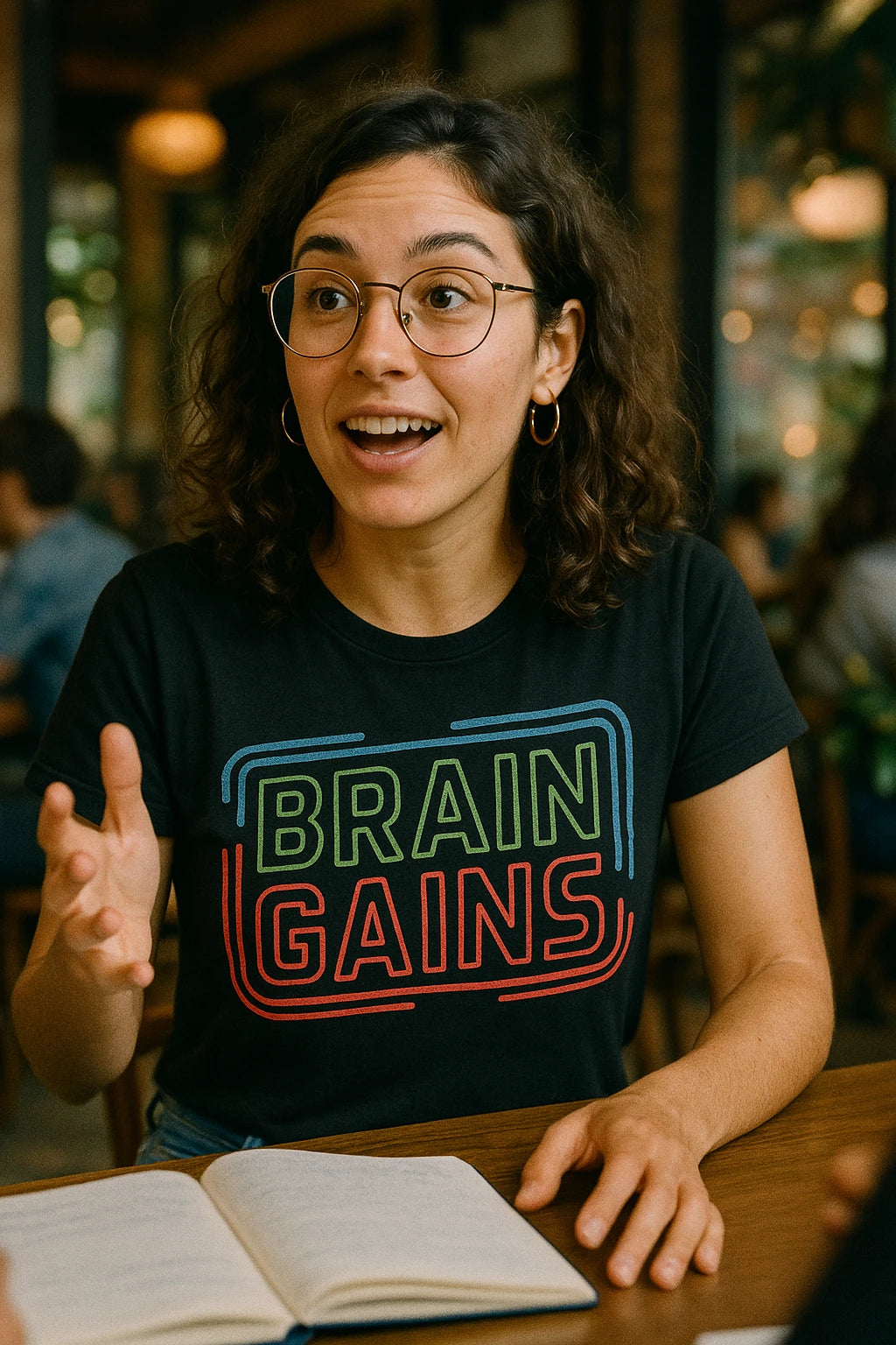 "Brain Gains" black studying t shirt - a birthday gift for studying lover