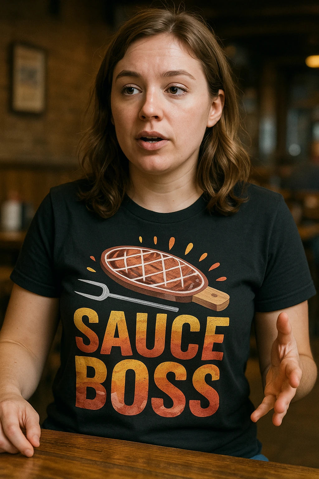 "Sauce Boss" black t shirt bbq - also one of the presents for bbq lovers