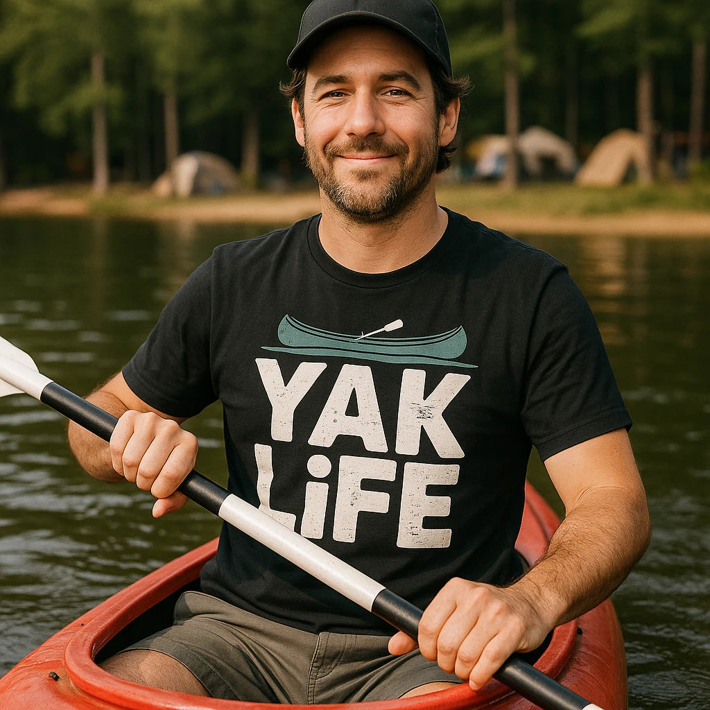 "Yak Life" red canoe t shirt - product photo 8