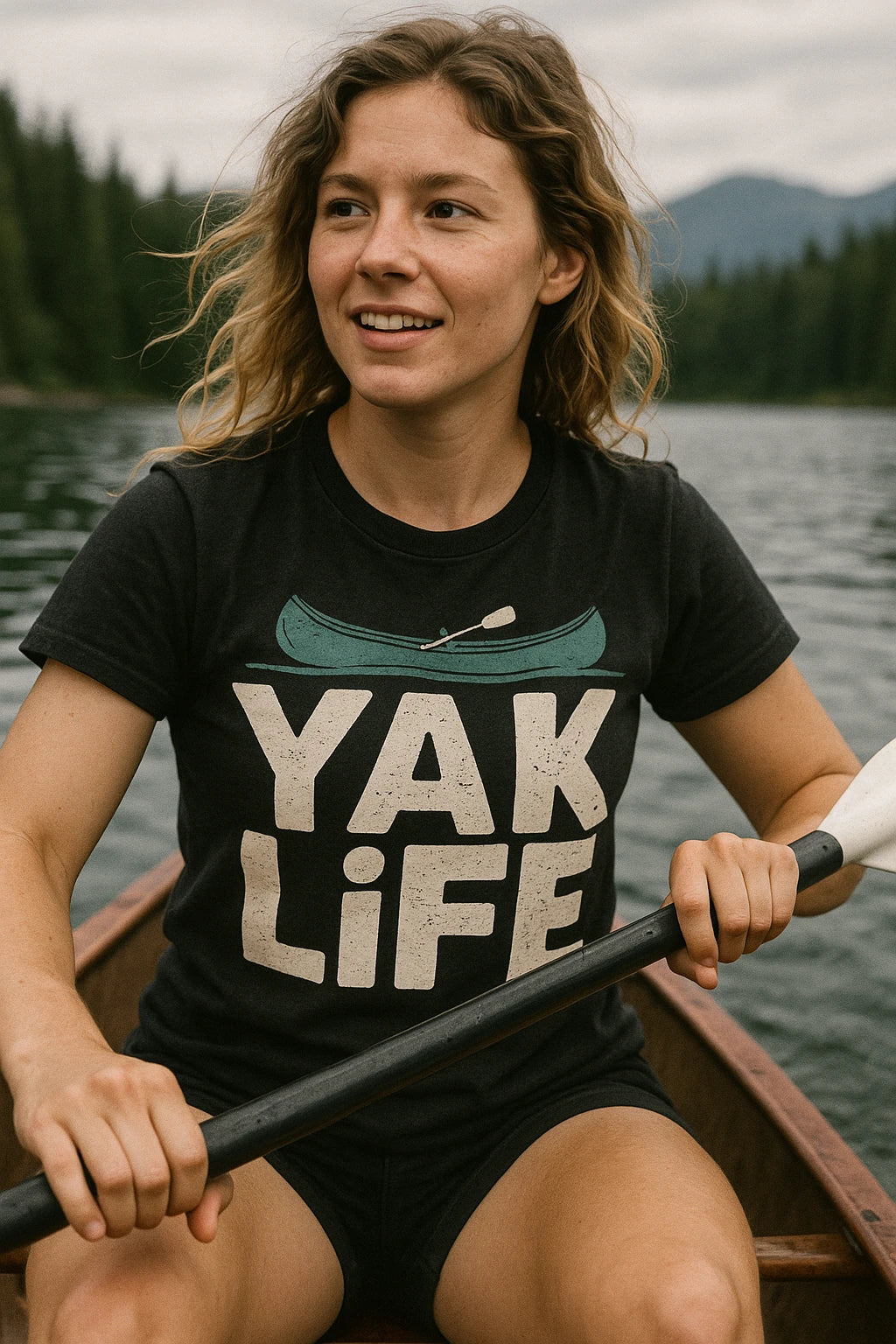 "Yak Life" black red canoe t shirt - a birthday gift for canoeing lover
