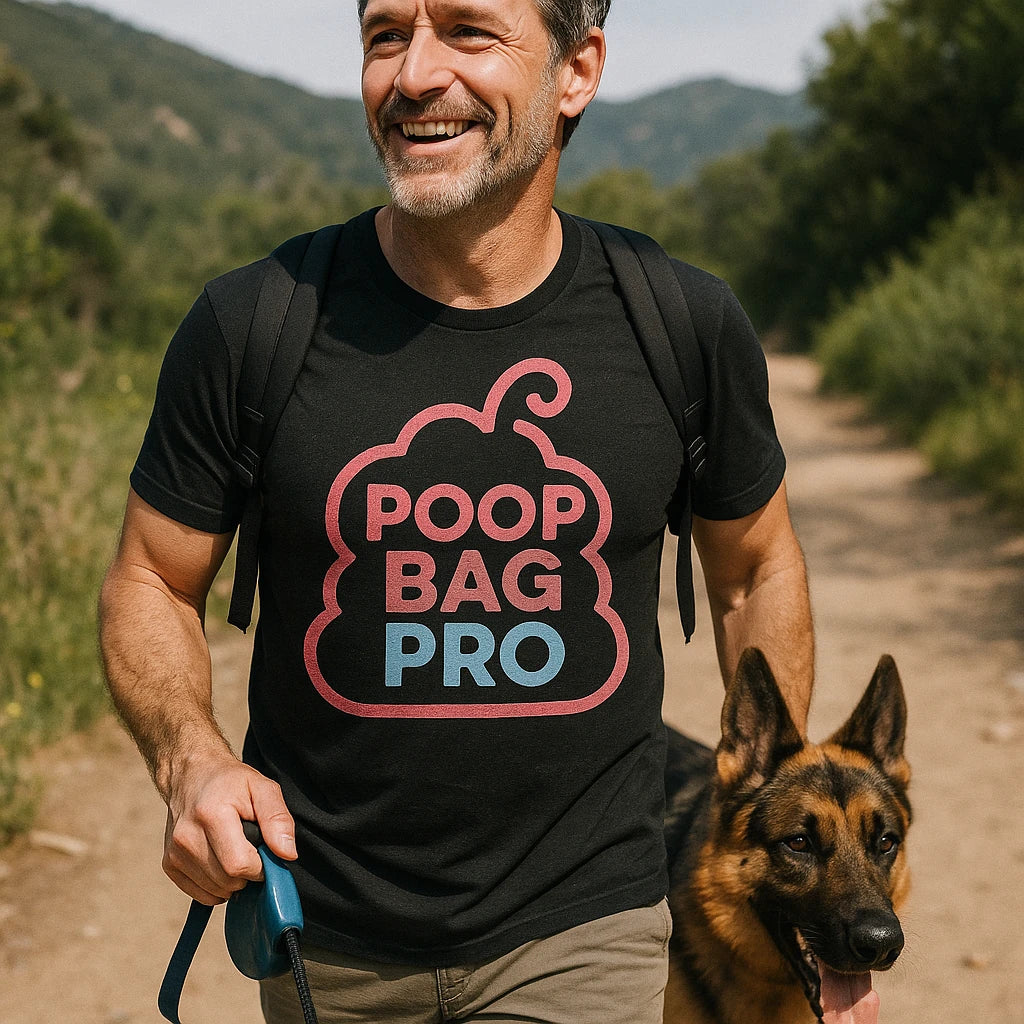 "Poop Bag Pro" black animal lovers t shirts, photographed as dog lovers lover gift
